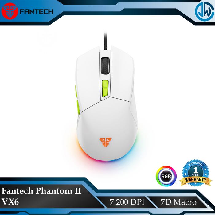 Gambar Fantech Phantom II VX6 - Macro Gaming Mouse RGB|Black / White - Putih dari NetRunner undefined Tokopedia