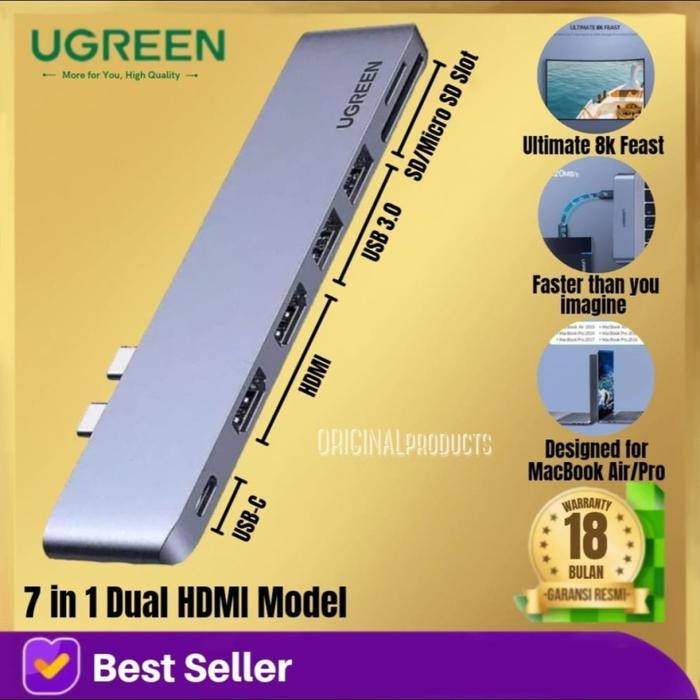 Gambar UGREEN Usb c ALL 9 in 1 TO HUB HDMI VGA LAN GIGABIT RJ45 micro SD card - 80856 6in1 dari ORIGINALproducts JAKARTA undefined Tokopedia