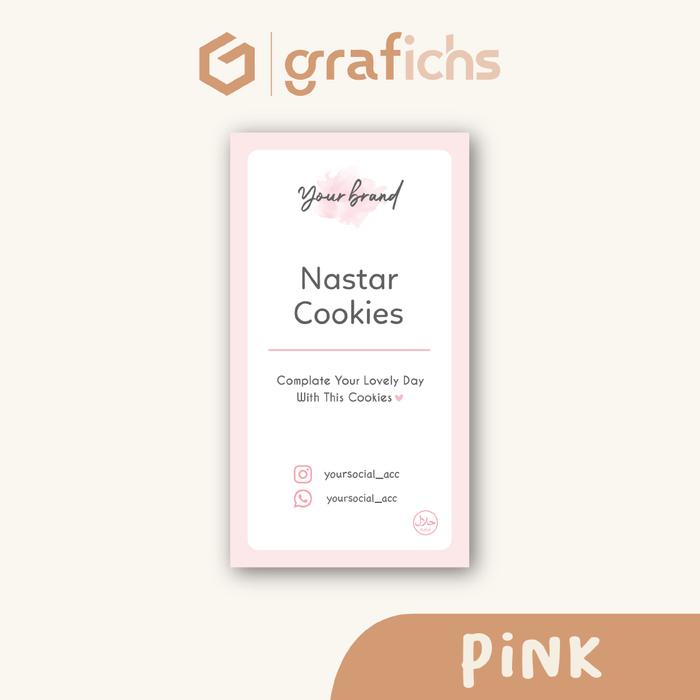 Gambar [11-23 pcs] Stiker Box Kemasan Kue Kering Cookies Custom Olshop by Grafichs - Pink, 6,5 x 4 cm dari Grafichs Kab. Bogor Tokopedia