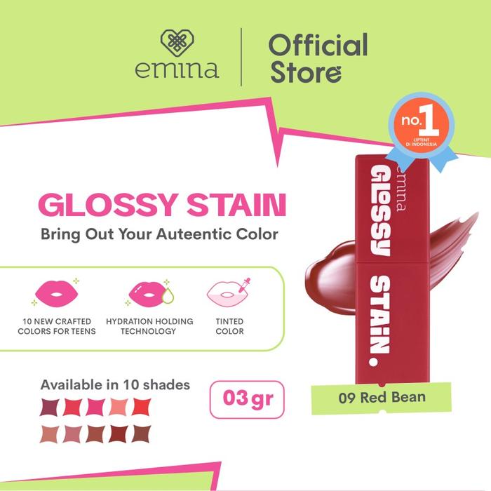 Gambar Emina Glossy Stain Lip Tint Melembabkan Bibir Make Up Kecantikan Glosy - 9 Red Bean dari YC Cibitung undefined Tokopedia