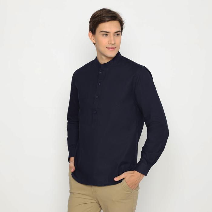 Gambar 6979 Kemeja Pria Lengan Panjang Tunik Kerah Sanghai Hitam Polos Murah - Hitam, M dari NFZ WEAR undefined Tokopedia