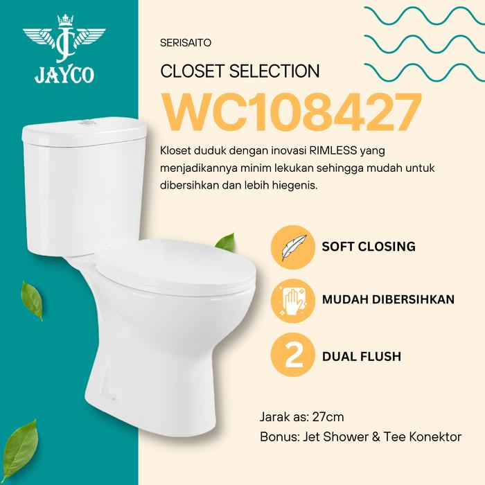 Jual KLOSET DUDUK RIMLESS JAYCO / TOILET DUDUK KAMAR MANDI SET JET SHOWER Kota Bandung