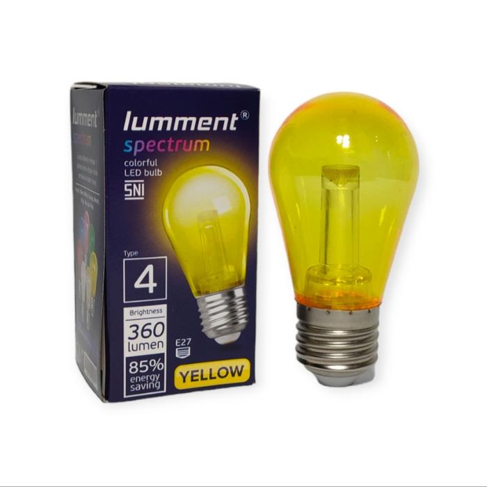 Gambar LM Spectrum Lampu LED 4W Bohlam Dekor Hias Warna Bulb 4Watt Transparan - KUNING dari Grosir Listrik Surabaya undefined Tokopedia