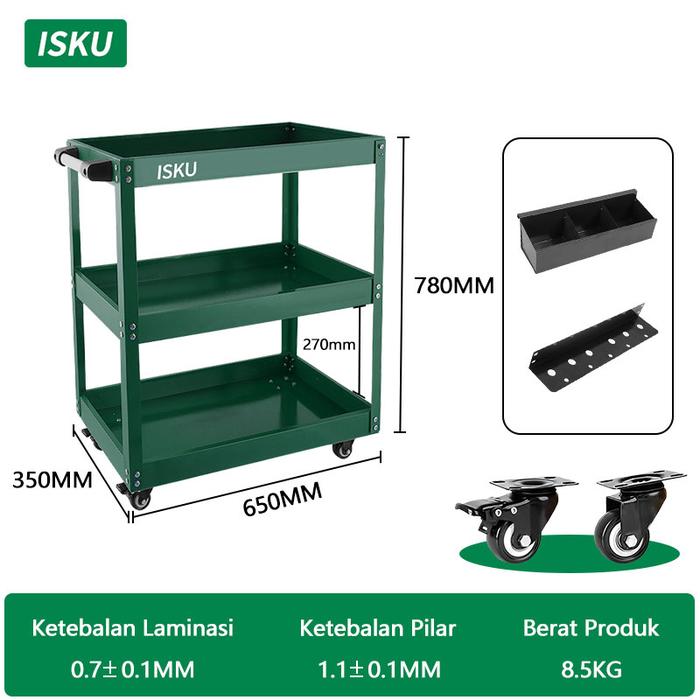 Gambar Isku Rak Troli Bengkel/Trolly 3 Susun/Bengkel Lemari Rak - Type-B dari Energy Tools office undefined Tokopedia