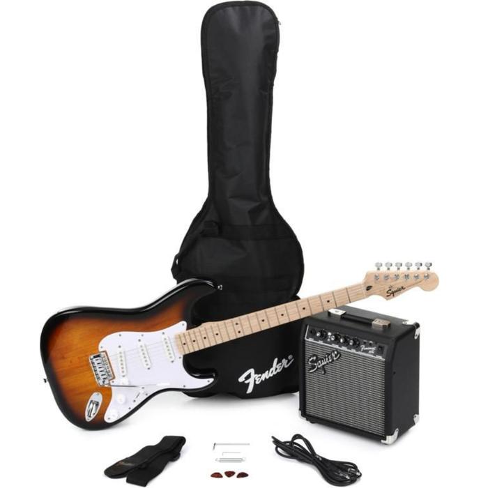 Gambar Squier Sonic Stratocaster Pack Electric Guitar + Gig Bag | Paket Gitar - 2COLOR SUNBURST dari GH Music Store undefined Tokopedia