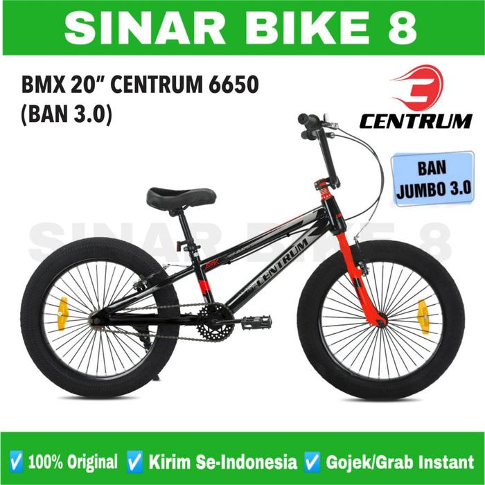 Gambar Sepeda Anak Laki BMX CENTRUM 6650 Ukuran 20 Inch Ban Jumbo 3.0 - Black Red dari Toko Sepeda Sinar Bike 8 undefined Tokopedia