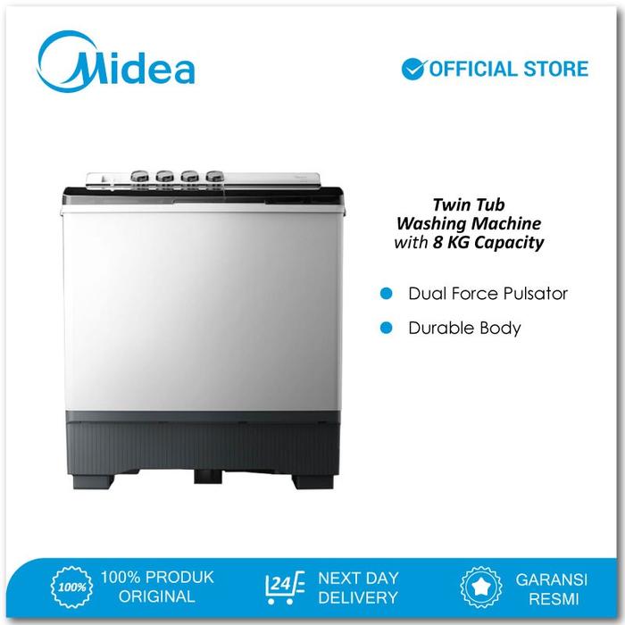Gambar Midea Mesin Cuci 2 Tabung MT100W80 Twin Tub Kapasitas 8 Kg dari BestBro Elektronik undefined Tokopedia