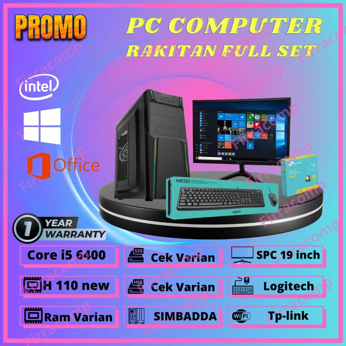 PC KOMPUTER RAKITAN ADMIN CORE I5 6400 RAM/SSD/HDD CEK VARIAN/LED SPC  DDR4 16GB, SSD 512GB