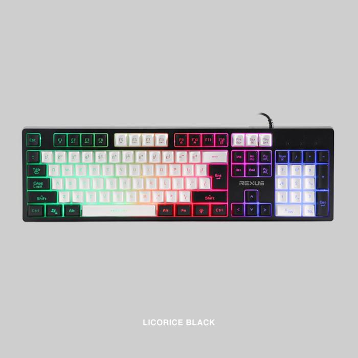 Gambar Rexus Keyboard Gaming  K9E Membran Rainmbow - White Black dari KomputerMedan OS undefined Tokopedia
