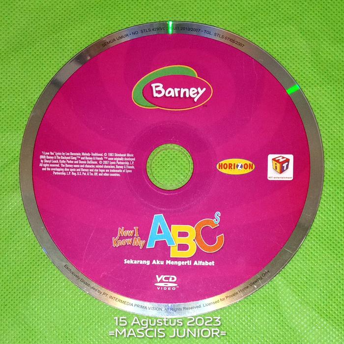 Gambar DVD VCD BARNEY - TANPA COVER - VCD I KNOW ABC dari Mascis Junior undefined Tokopedia