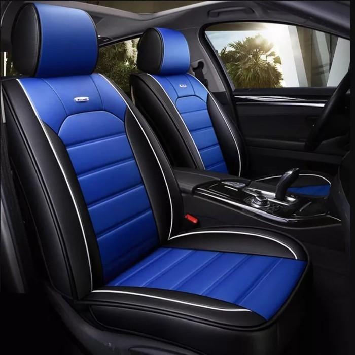 Gambar sarung jok mobil grand Livina  2007-2016 full seat 3 baris - hitam biru dari CARVIROJOK undefined Tokopedia