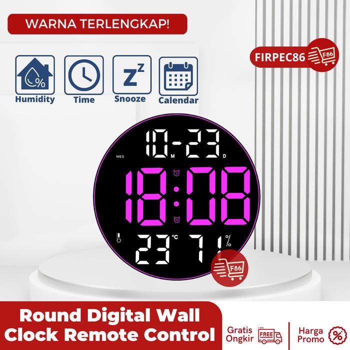 Gambar Jam dinding Led layar besar 12 inci 10 inci, jam dinding Digital - HITAM LED PINK dari FIRPEC86 undefined Tokopedia
