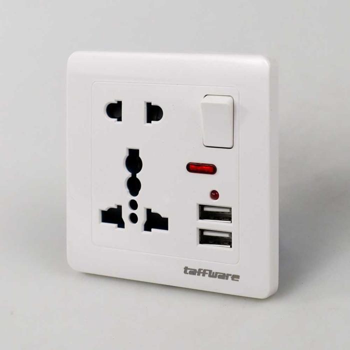 Gambar Stop Kontak Colokan Listrik Dinding Inbow EU US Port USB On Off LC - 1 gang USB dari Glotima undefined Tokopedia