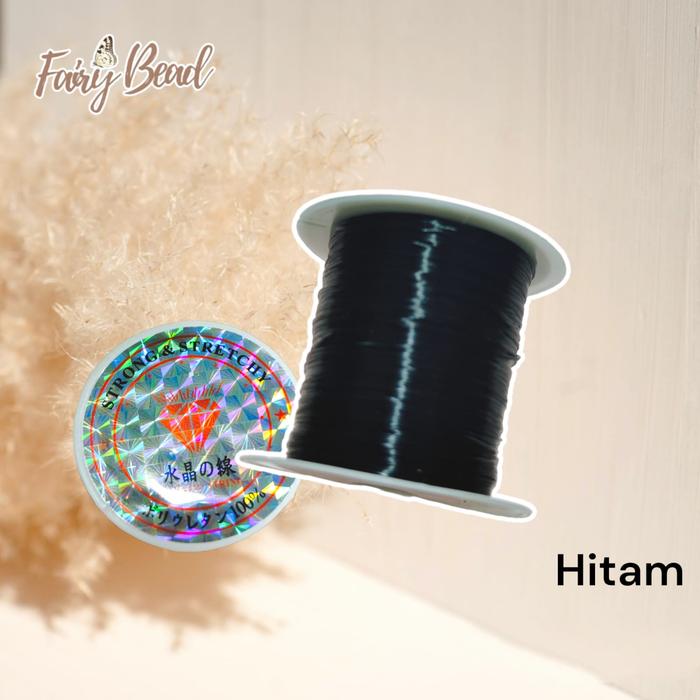 Gambar TALI BENANG KARET ELASTIS Super Kuat Tali Serat Korea untuk gelang DIY - 10 Meter HITAM dari Fairy Bead undefined Tokopedia