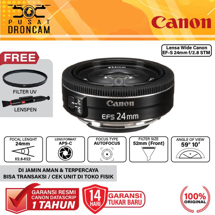 Lensa Wide Canon EF-S 24mm STM Lens w/ Filter UV Resmi Datascrip di  Kamera Gadget Official Tokopedia