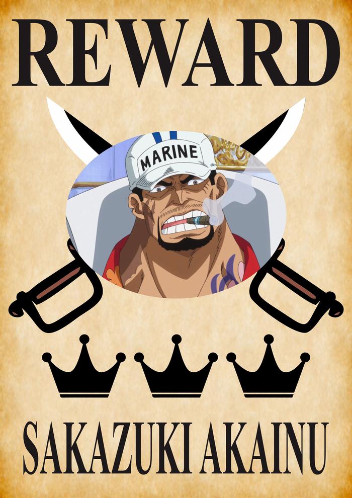 Gambar Wanted Poster Bounty Marine From Cross Guild Anime Manga One Piece - Akainu, A4 (21x30cm) dari Zhaafirah72 undefined Tokopedia