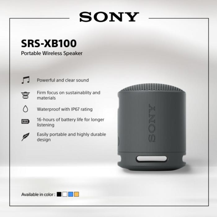 Gambar Sony SRS-XB100 Portable Wireless Bluetooth Speaker IP67 SRS XB100 - Black dari Click & Go Tokopedia undefined Tokopedia