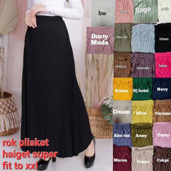 Gambar rok plisket premium kualitas super - hijau botol, All Size dari BLESSED BEST undefined Tokopedia