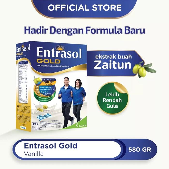 Gambar Susu Entrasol Gold Tinggi Kalsium Dengan Pro-fit Formula Untuk Tulang - Vanila 580 dari Clova Jaya undefined Tokopedia