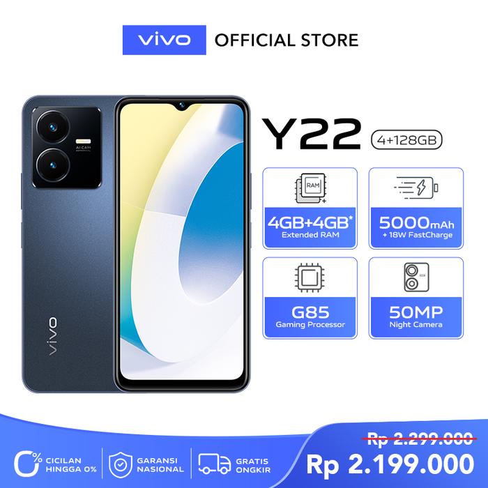 Gambar vivo Y22 (4/128) - Helio G85, 50MP Camera, Splash Waterproof - Starlit Blue dari vivo Indonesia undefined Tokopedia