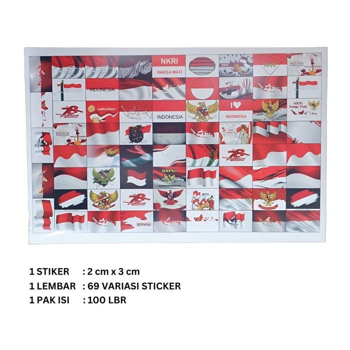 Gambar Stiker / sticker pipi merah putih indonesia mix motif - 1 lembar dari gomall.id undefined Tokopedia