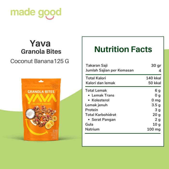 Gambar YAVA East Bali Granola Bites 125gr Snack Granola Vegan Friendly Alami Organik Rendah lemak - Coconut Banana, 125gr dari Madegood Market undefined Tokopedia