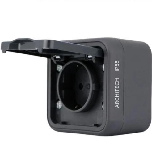 Gambar ARCHITECH STOP KONTAK/STOP KONTAK OUTDOOR WATERPROOF V12 ARCHITECH - Hitam dari Grand Lite Electric undefined Tokopedia