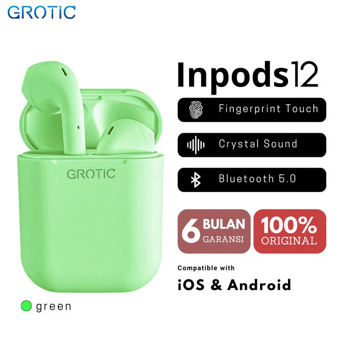 Bluetooth Inpods Grotic Headset Bluetooth GROTIC TWS I12 Macaron