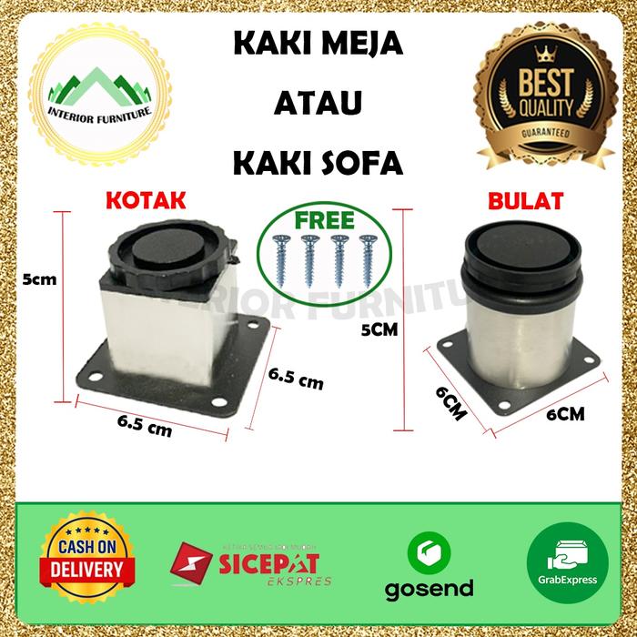 Gambar Kaki Sofa Kotak Stainless 5 cm / Kaki Sofa Bulat 6 cm Stainless - 5 CM, BULAT dari InteriorFurnitureIndonesia undefined Tokopedia