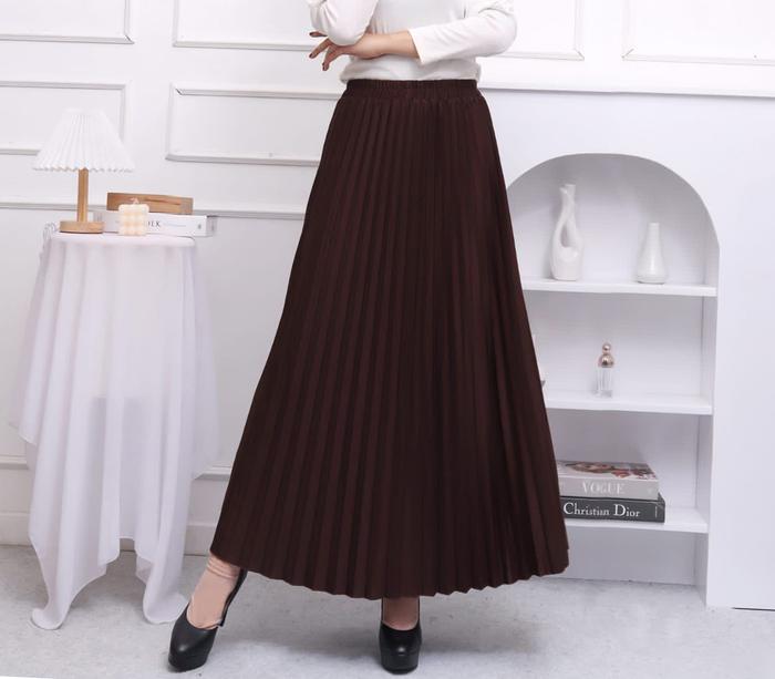 Gambar Ahlami- Yuri Skirt Rok Plisket Premium Rok Formal - COKLAT PRAMUKA dari ahlami undefined Tokopedia