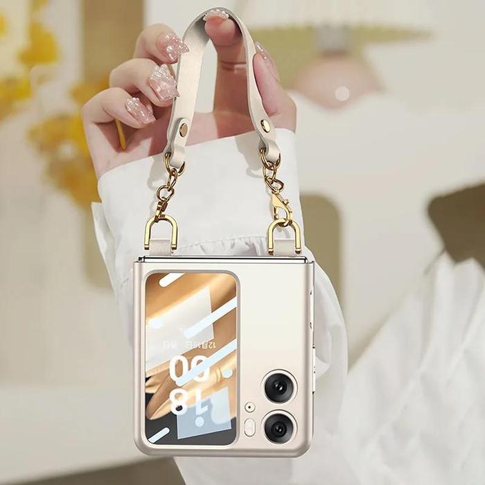 Gambar Find N2 Flip 5G Case Strap LANYARD Leather Cover Front LCD Oppo FindN2 - Champagne Gold dari i-case undefined Tokopedia
