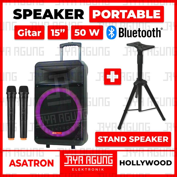 Gambar Speaker Portable Bluetooth Wireless Karaoke 15 Inch ASATRON HOLLYWOOD - + Stand Speaker, Kargo/Mobil dari Jaya Agung Elektronik Bandung_NEW undefined Tokopedia