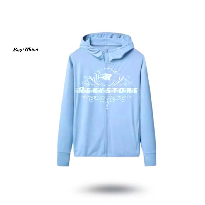 Gambar WOMEN AIRism Jaket Mesh Hoodie UV Protection PREMIUM - Biru Muda, All Size dari Rekystore undefined Tokopedia
