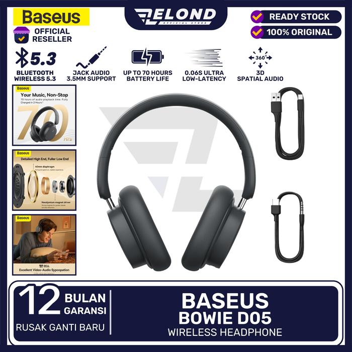 Gambar Baseus Bowie D05 ENC Foldable Wired / Wireless Headphones Bluetooth 5. - D05 Black dari Elond Official Store undefined Tokopedia