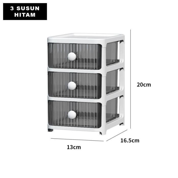 Gambar Kotak Laci Susun Transparan Plastik Tempat Penyimpanan Susun Serbaguna - 3 SUSUN HITAM dari Interior House Concept undefined Tokopedia