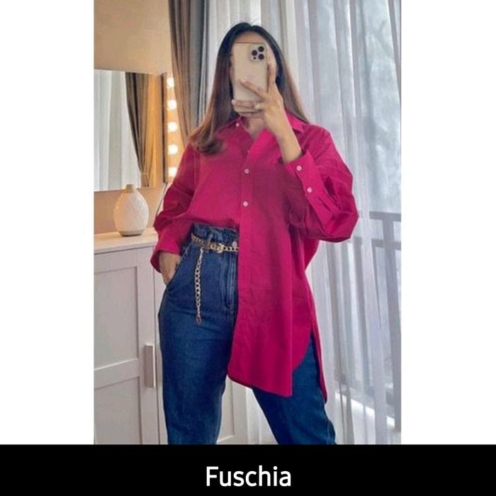 Gambar Kemeja Big Size Atasan Wanita Oversize Jumbo - Fuchia, L dari KIMS-Shop_NEW undefined Tokopedia