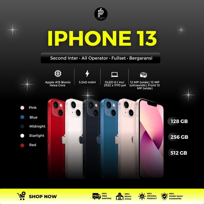 Gambar IPHONE SECOND 13 128GB/256GB/512GB FULLSET LIKE NEW - 128GB SECOND, ALL OPERATOR dari PROBETSTORE undefined Tokopedia