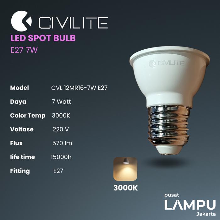 Gambar CIVILITE LED Spot E27 Ulir 7W 220V indoor use only - 3000K dari Pusat Lampu Jakarta undefined Tokopedia