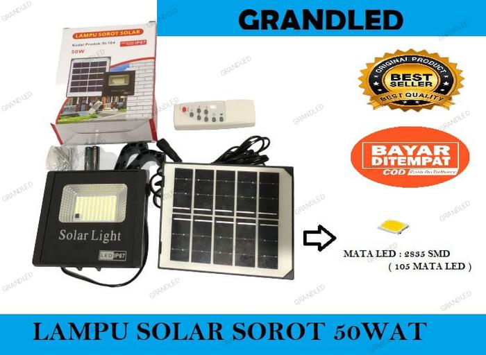 Gambar LAMPU SOROT SOLAR LED TENAGA SURYA 100WATT / SOLAR CELL  100W PANEL 100 WATT -  CAHAYA PUTIH - sorot solar 50W dari GRAND003 undefined Tokopedia