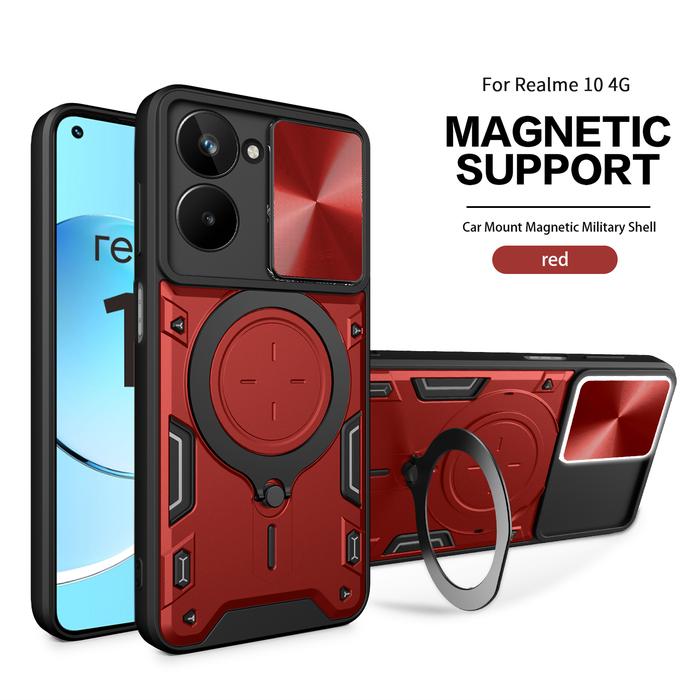 Gambar Realme 10 4G - EvoX Army Flash Flip Lens Armor Case Shockproof - Red dari Megascarlet undefined Tokopedia