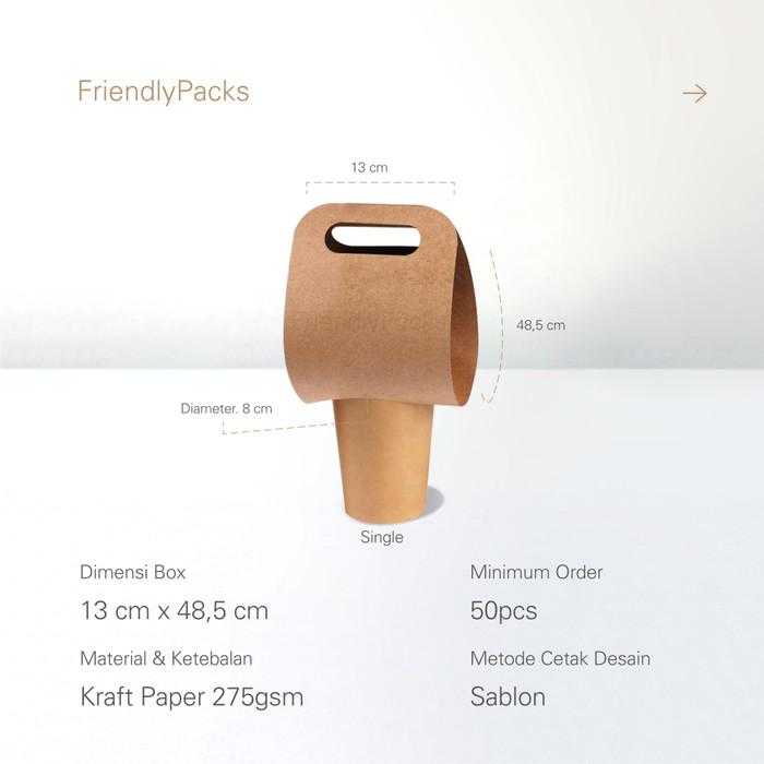 Jual Paper Cup Kraft Holder with Handle / Tatakan Gelas Takeaway ...