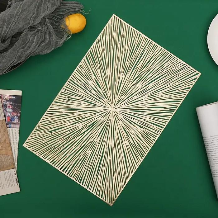 Gambar PVC Placemat Alas Tatakan Piring Meja Makan Table Mat Anti Air Minyak - Gold R dari Sejati Official Store undefined Tokopedia