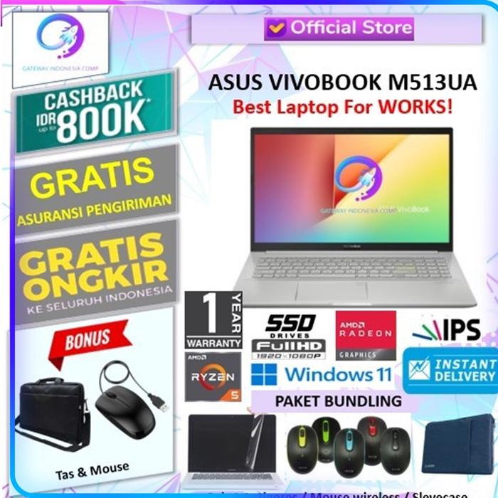 Gambar Laptop Asus Vivobook 15 M513UA AMD Ryzen 5-5500U 16GB 512GB FHD IPS - NON BUNDLING, RAM 8GB dari Gateway Indonesia Comp undefined Tokopedia