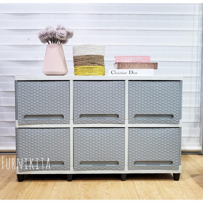 Gambar LEMARI PLASTIK CLUB TRIPLE FLIP SUSUN 2 [CLBBOX] - JUSTN 2 ABU dari Furnikita undefined Tokopedia