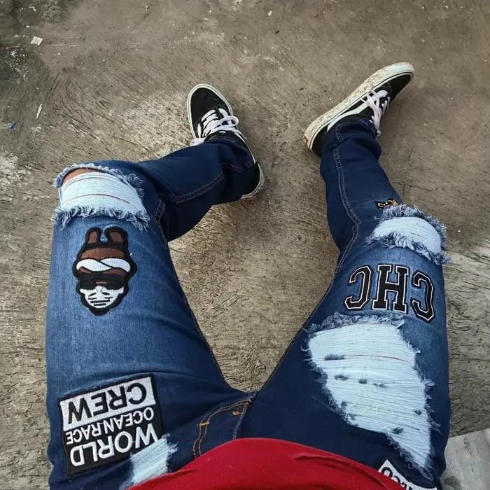 Gambar celana ripped jeans pria hitam skinny slimfit size 34 bahan street - Ripped 5, 28 dari Mister big store undefined Tokopedia