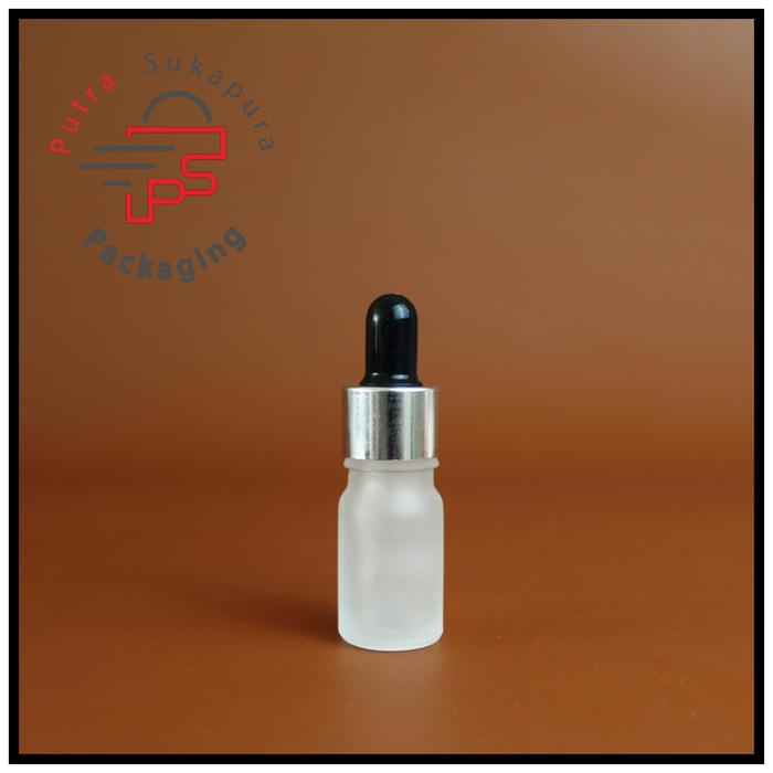 Gambar botol kaca pipet 5ml natural frosted/botol serum 5ml/botol tetes 5ml - Silver Hitam dari Putra Sukapura Pack undefined Tokopedia