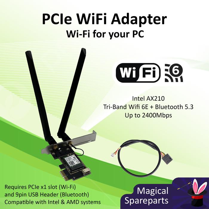 Gambar PCIe x1 Adapter M.2 NGFF Wireless Card Set Bluetooth - WiFi for PC - Intel AX210 dari Magical Spareparts undefined Tokopedia