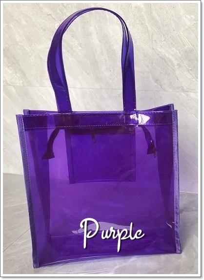 Gambar Tas PVC Transparan Korea Handbag Totebag / Tas Kuliah Kerja Souvenir - Purple dari Pelita Anugrah Berkat undefined Tokopedia