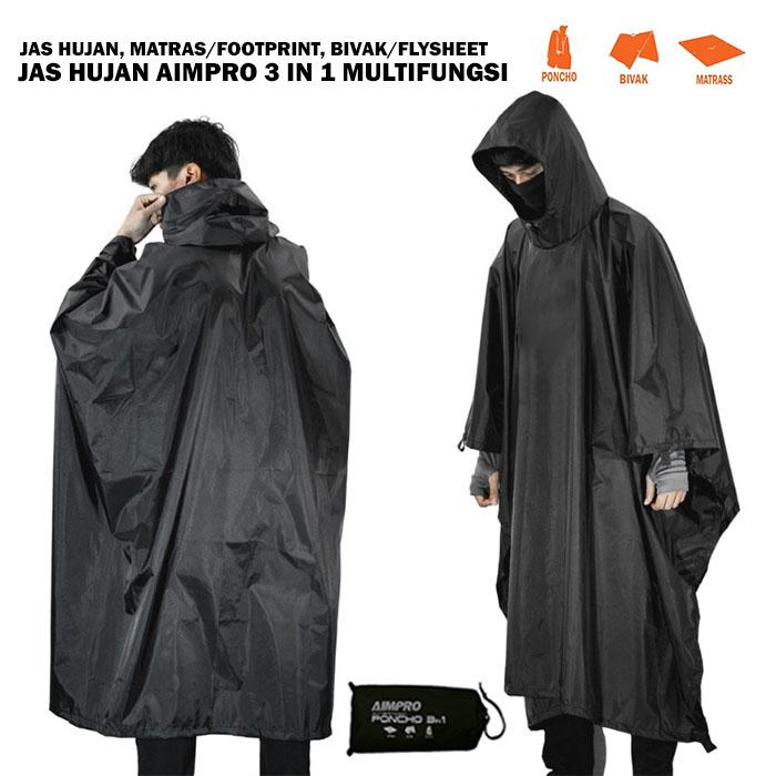 Gambar JAS HUJAN PONCO - JAS HUJAN PONCHO - RAINCOAT - FLYSHEET - BIVAK - Hitam dari AIMPRO INDONESIA undefined Tokopedia