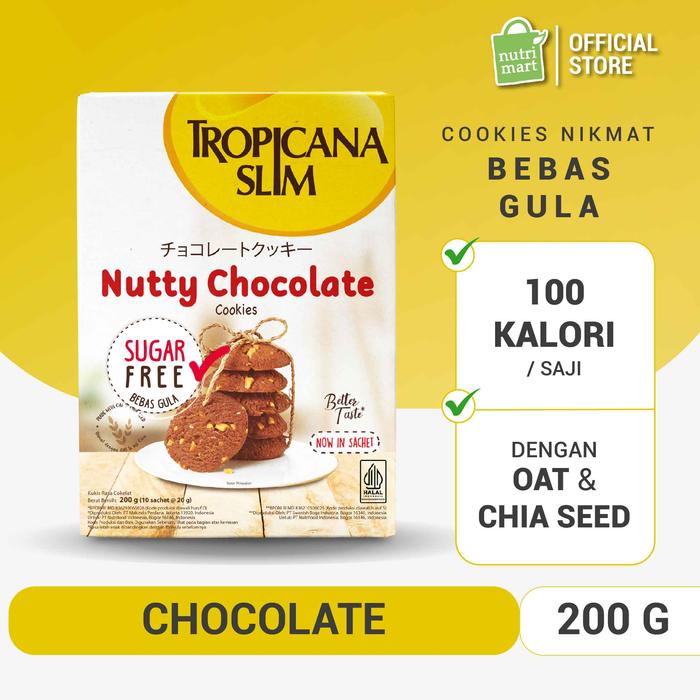 Gambar Tropicana Slim Nutty Chocolate Cookies 200gr - Snack Bebas Gula dari Nutrimart Store undefined Tokopedia